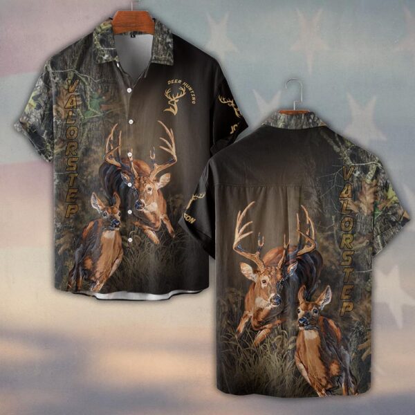 Custom Name Born For The Woods Deer Hunter #DQH0242 - Short Sleeve Button Shirt