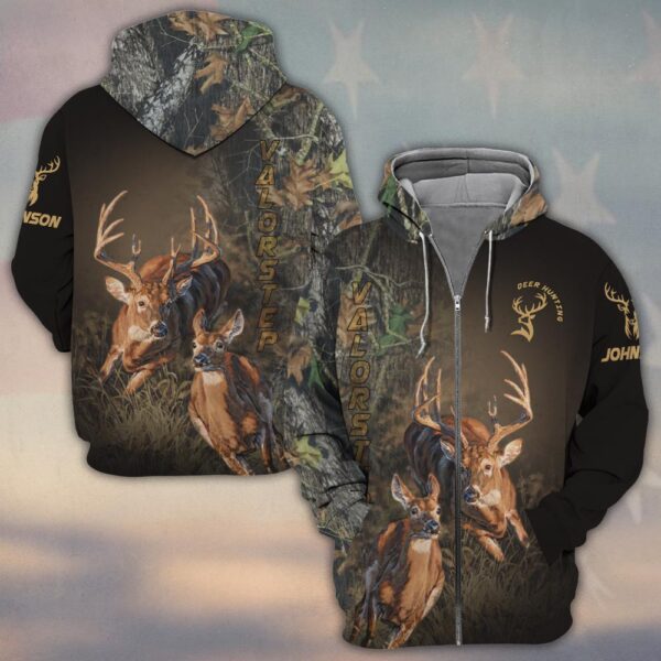 Custom Name Born For The Woods Deer Hunter #DQH0242 - Zip Hoodie