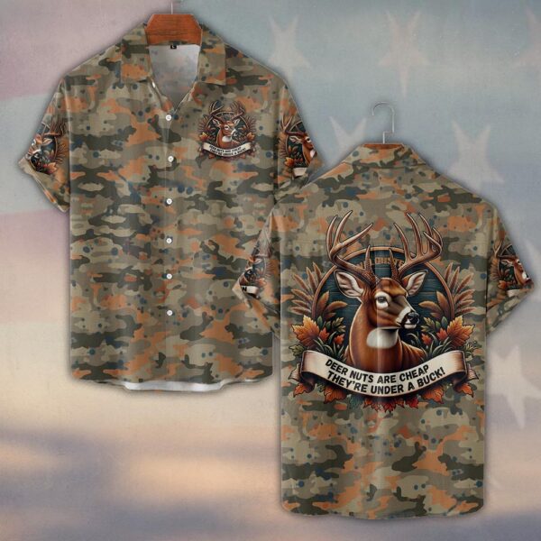 Custom Name Deer's Nut Are Cheap They're Under A Buck #DQH0243 - Short Sleeve Button Shirt