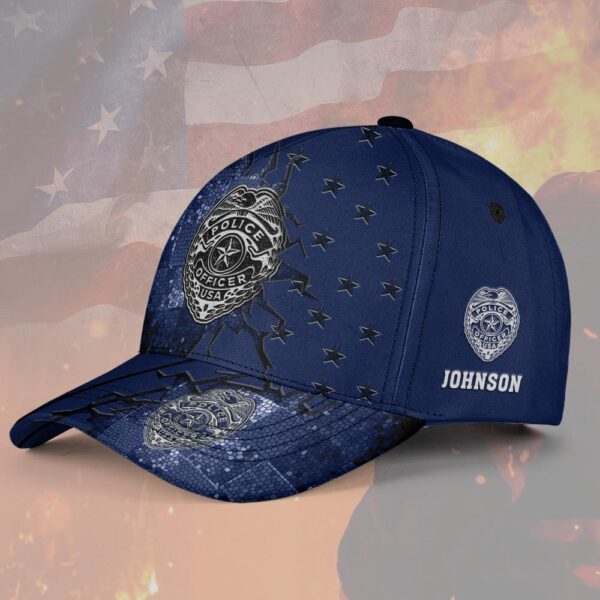Custom Name Police Officer USA Badge Hat #DQH0322 - Hat All Over Printed