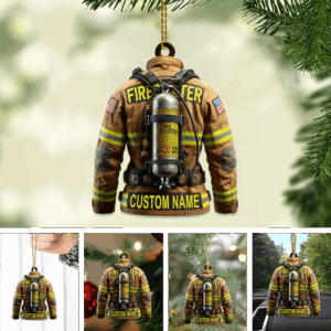 Personalized Firefighter Bunker Gear Flat Acrylic Ornament
