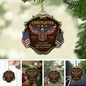 Personalized Firefighter Acrylic Ornament – American Honor Edition