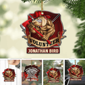 Personalized Volunteer Firefighter Ornament – Bulldog Hero Design