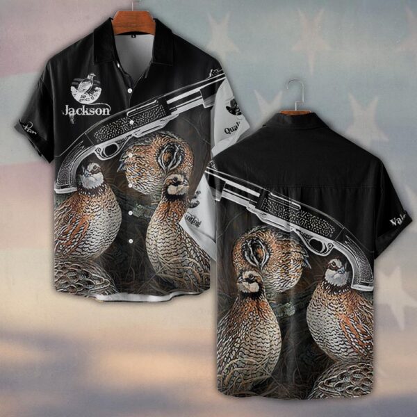 Custom Name Southern Quail Hunting Pursuit #DQH0245 - Short Sleeve Button Shirt