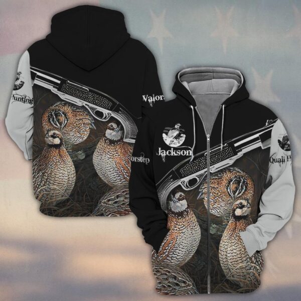 Custom Name Southern Quail Hunting Pursuit #DQH0245 - Zip Hoodie
