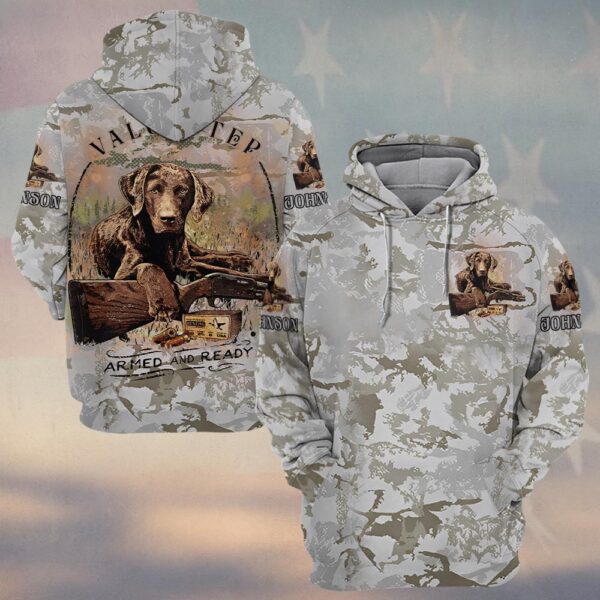 Custom Name Hunting Dog Armed & Ready Camo #DQH0246 - Hoodie