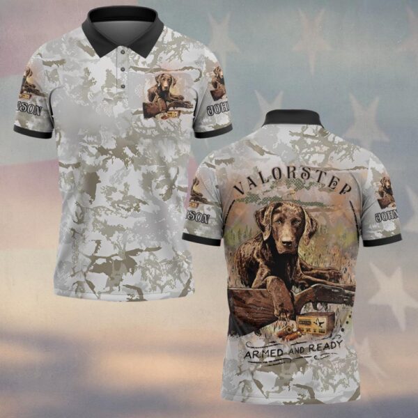 Custom Name Hunting Dog Armed & Ready Camo #DQH0246 - Polo