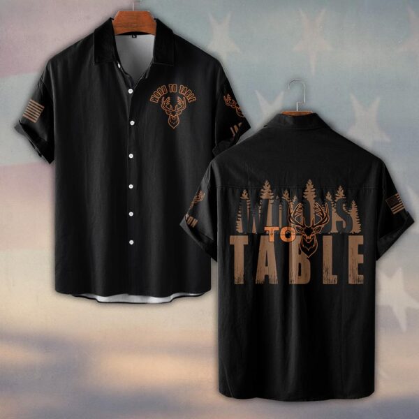 Custom Name Woods To Table Hunting #DQ0248 - Short Sleeve Button Shirt