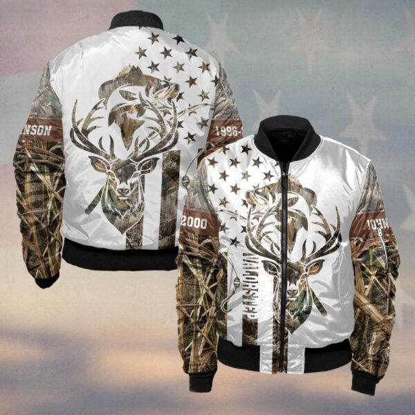 Custom Name American Hunting & Fishing Pride #DQH0250 - Bomber Jacket