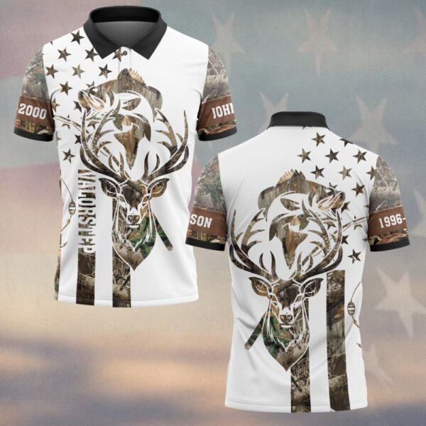 Custom Name American Hunting & Fishing Pride #DQH0250 - Polo