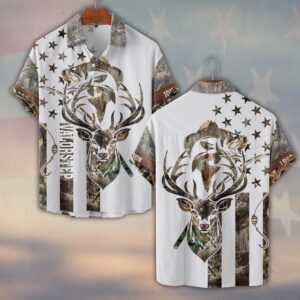 Custom Name American Hunting & Fishing Pride #DQH0250 - Short Sleeve Button Shirt