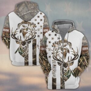 Custom Name American Hunting & Fishing Pride #DQH0250 - Zip Hoodie