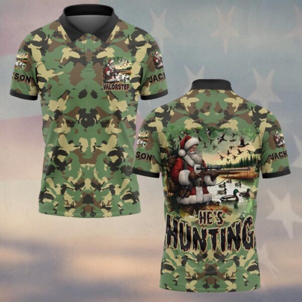 Custom Name He's Hunting Santa Hunting Season #DQH0251 - Polo