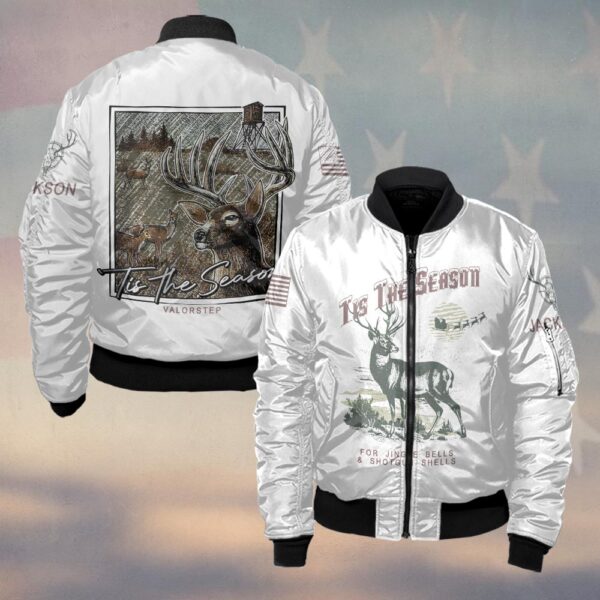 Custom Name ’Tis The Season Hunting Christmas #DQH0252 - Bomber Jacket