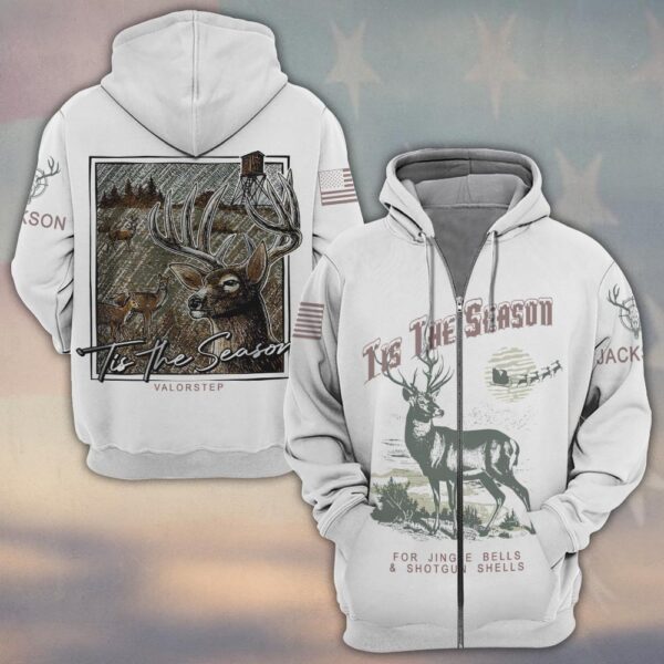 Custom Name ’Tis The Season Hunting Christmas #DQH0252 - Zip Hoodie
