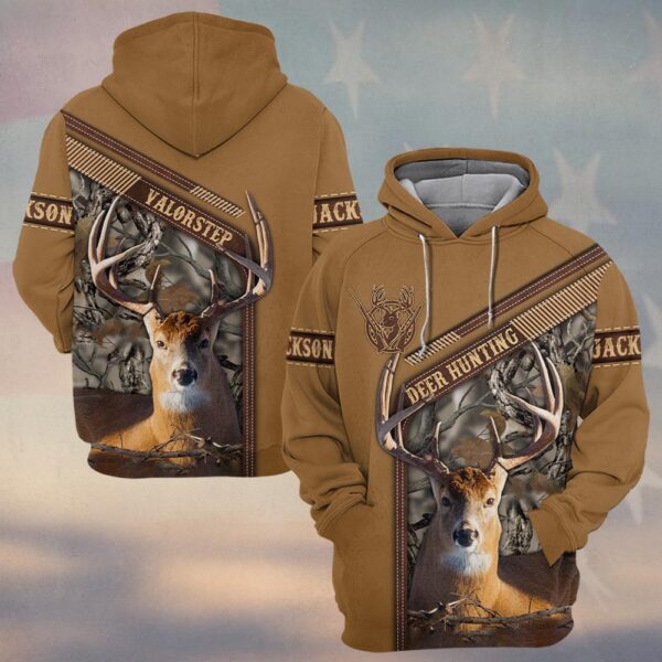 Custom Name Deer Hunting Leather Camo #DQH0254 - Hoodie