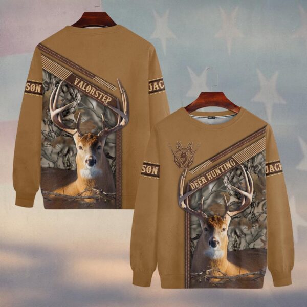 Custom Name Deer Hunting Leather Camo #DQH0254 - Sweatshirt