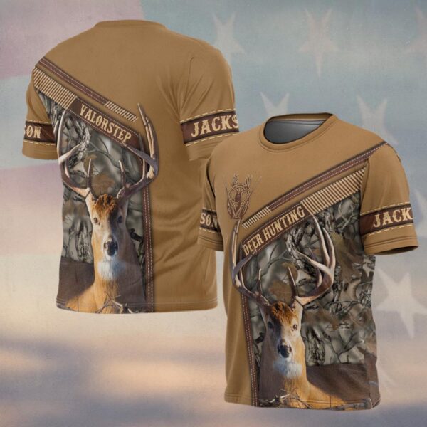 Custom Name Deer Hunting Leather Camo #DQH0254 - T-shirt
