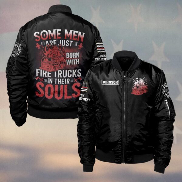 Custom Name & Fire Department Firetrucks In Their Souls #DQH0262 - Bomber Jacket