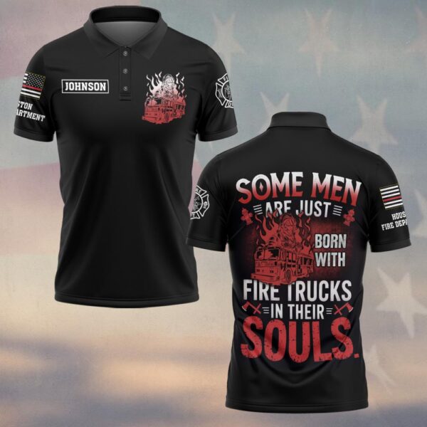 Custom Name & Fire Department Firetrucks In Their Souls #DQH0262 - Polo