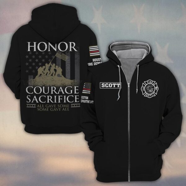 Custom Name & Fire Department Honor Courage Sacrifice Firefighter All Gave Some #DQH0264 - Zip Hoodie