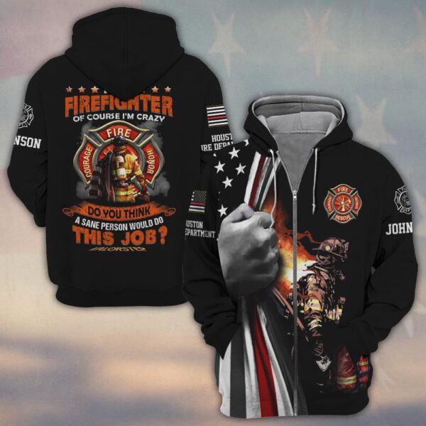 Custom Dept & Name I'm A Firefighter V2 #DQH0265 - Zip Hoodie
