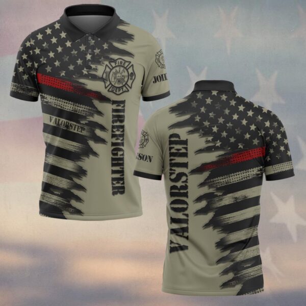 Custom Name Thin Red Line Flag Tatical Edition #DQH0266 - Polo