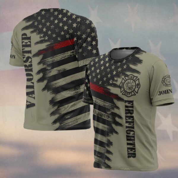 Custom Name Thin Red Line Flag Tatical Edition #DQH0266 - T-shirt