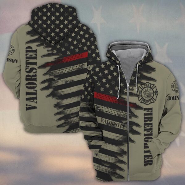 Custom NameThin Red Line Flag Tatical Edition #DQH0266 - Zip Hoodie