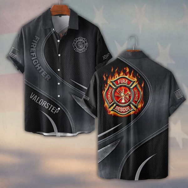Custom Name Honor Courage Sacrifice Grey Edition #DQH0268 - Short Sleeve Button Shirt
