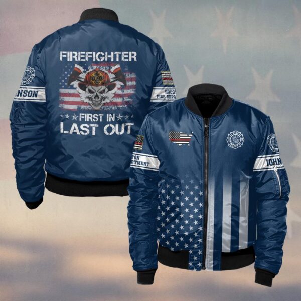 Custom Name & Fire Department Proud to Be First In Firefighter #DQH0269 - Bomber Jacket