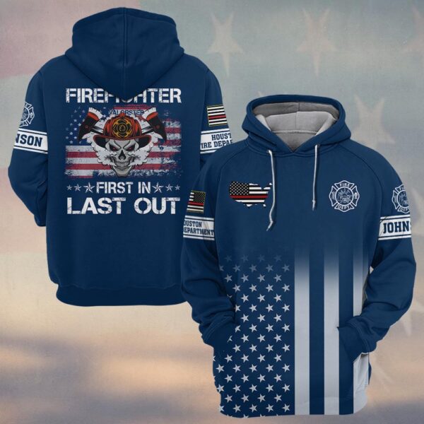 Custom Name & Fire Department Proud to Be First In Firefighter #DQH0269 - Hoodie
