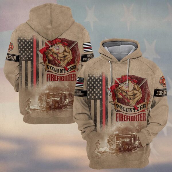 Custom Name & Fire Department Volunteer Firefighter V2 #DQH0270 - Hoodie
