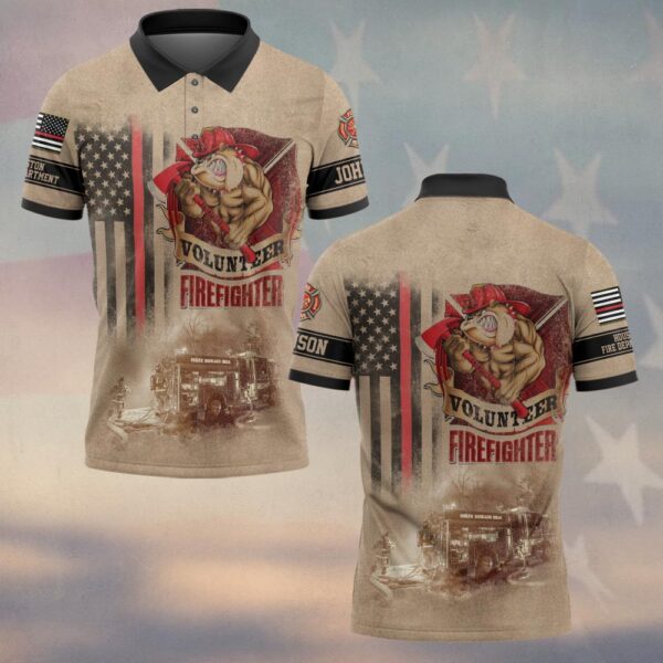 Custom Name & Fire Department Volunteer Firefighter V2 #DQH0270 - Polo