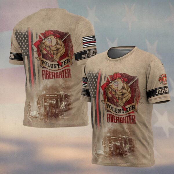 Custom Name & Fire Department Volunteer Firefighter V2 #DQH0270 - T-shirt