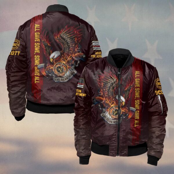Custom Name & Number & Fire Dept All Gave Some American Made Firefighter Eagle #DQH0271 - Bomber Jacket