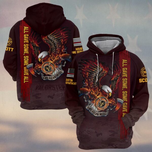 Custom Name & Number & Fire Dept All Gave Some American Made Firefighter Eagle #DQH0271 - Hoodie