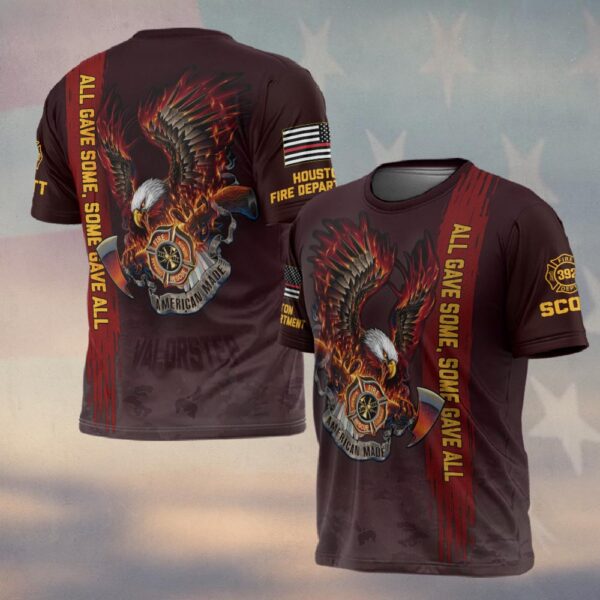 Custom Name & Number & Fire Dept All Gave Some American Made Firefighter Eagle #DQH0271 - T-shirt