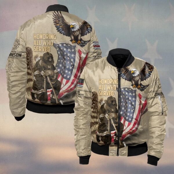 Custom Name & Fire Department Honoring  All Who Served #DQH0272 - Bomber Jacket