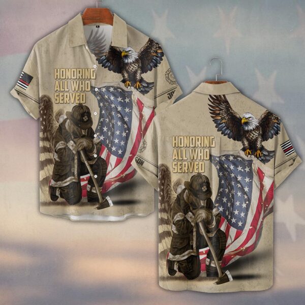 Custom Name & Fire Department Honoring  All Who Served #DQH0272 - Short Sleeve Button Shirt
