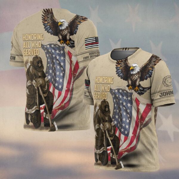 Custom Name & Fire Department Honoring  All Who Served #DQH0272 - T-shirt