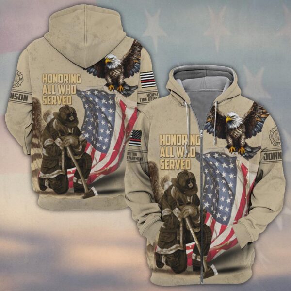Custom Name & Fire Department Honoring  All Who Served #DQH0272 - Zip Hoodie