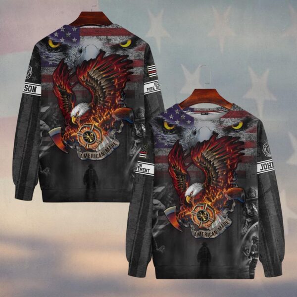 Custom Name & Fire Dept Patriotic Eagle Blaze Firefighter #DQH0273 - Sweatshirt