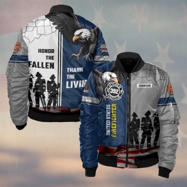 Custom Name & Numbers & Fire Dept Honor the Fallen – Thank the Living Firefighter #DQH0274 - Bomber Jacket