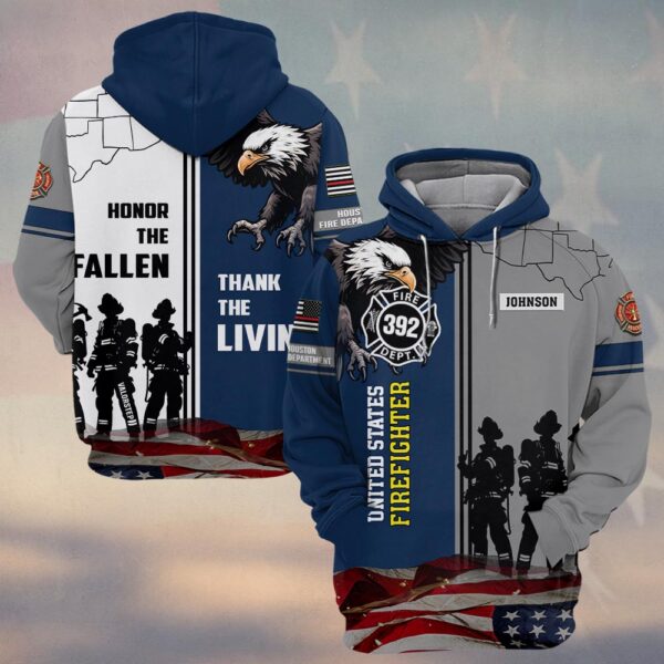 Custom Name & Numbers & Fire Dept Honor the Fallen – Thank the Living Firefighter #DQH0274 - Hoodie