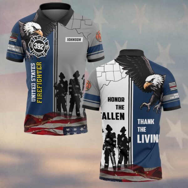 Custom Name & Numbers & Fire Dept Honor the Fallen – Thank the Living Firefighter #DQH0274 - Polo