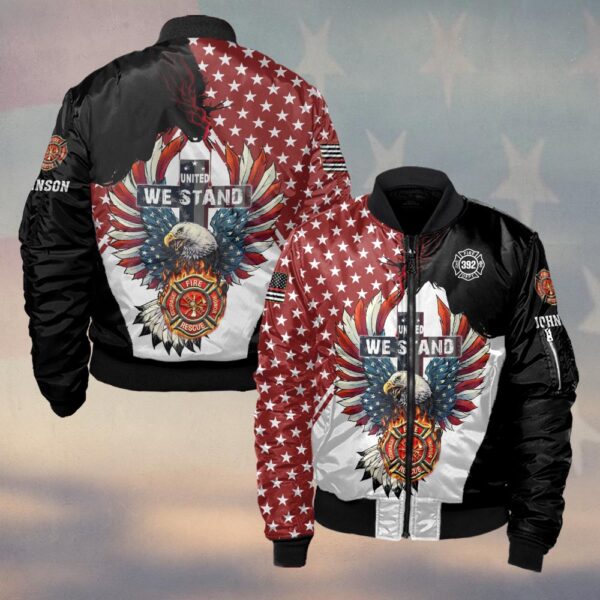 Custom Name & Numbers United We Stand Eagle Edition Firefighter #DQ0276 - Bomber Jacket