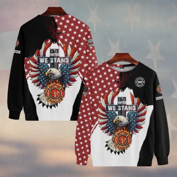 Custom Name & Numbers United We Stand Eagle Edition Firefighter #DQ0276 - Sweatshirt