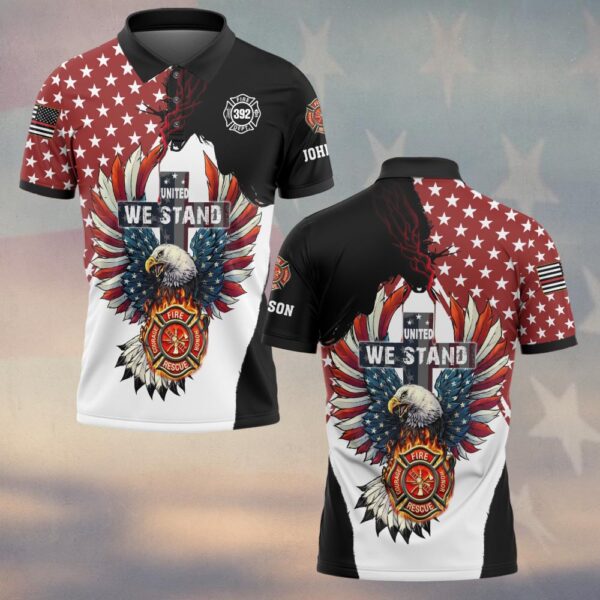 Custom Name & Numbers United We Stand Eagle Edition Firefighter #DQ0276 - Polo