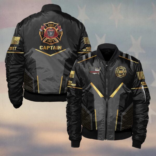 Custom Name & Numbers & Fire Dept & Role The Gold Shield Collection Firefighter #DQH0277 - Bomber Jacket